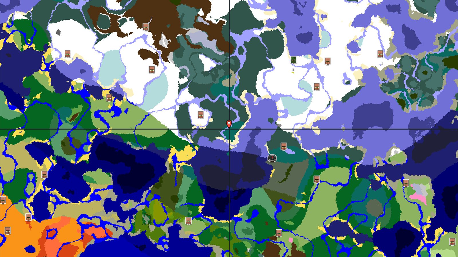 Frozen Ocean and Taiga with Nearby Structures — Minecraft seed preview