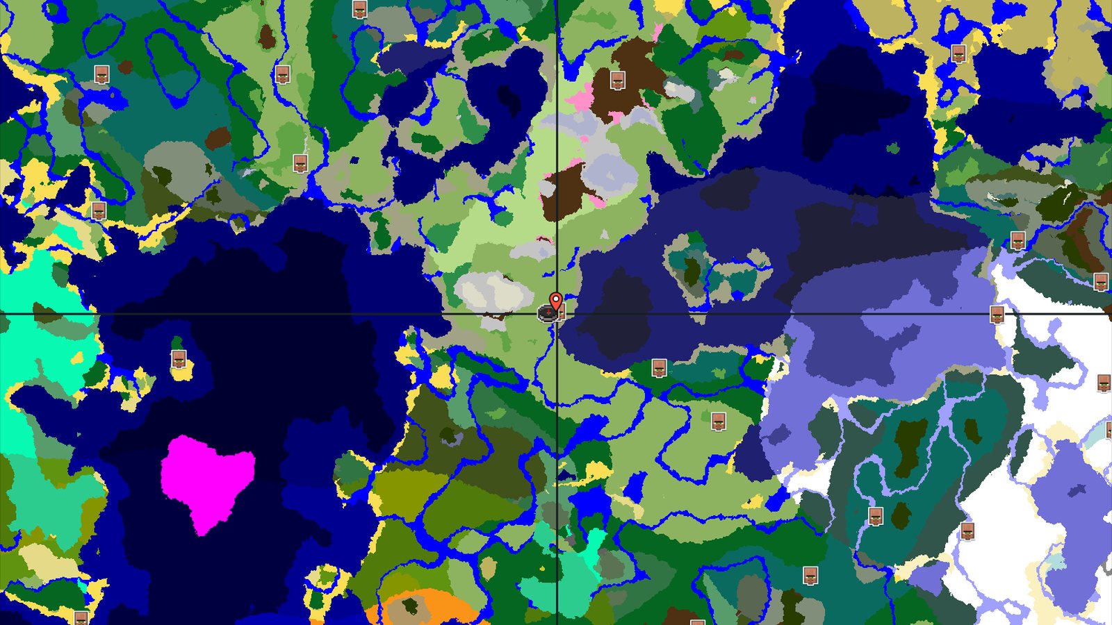 A Village Start with Nearby Mineshaft and Peaks — Minecraft seed preview