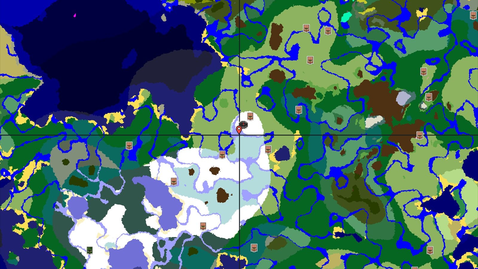 A Frozen Start with Nearby Structures — Minecraft seed preview
