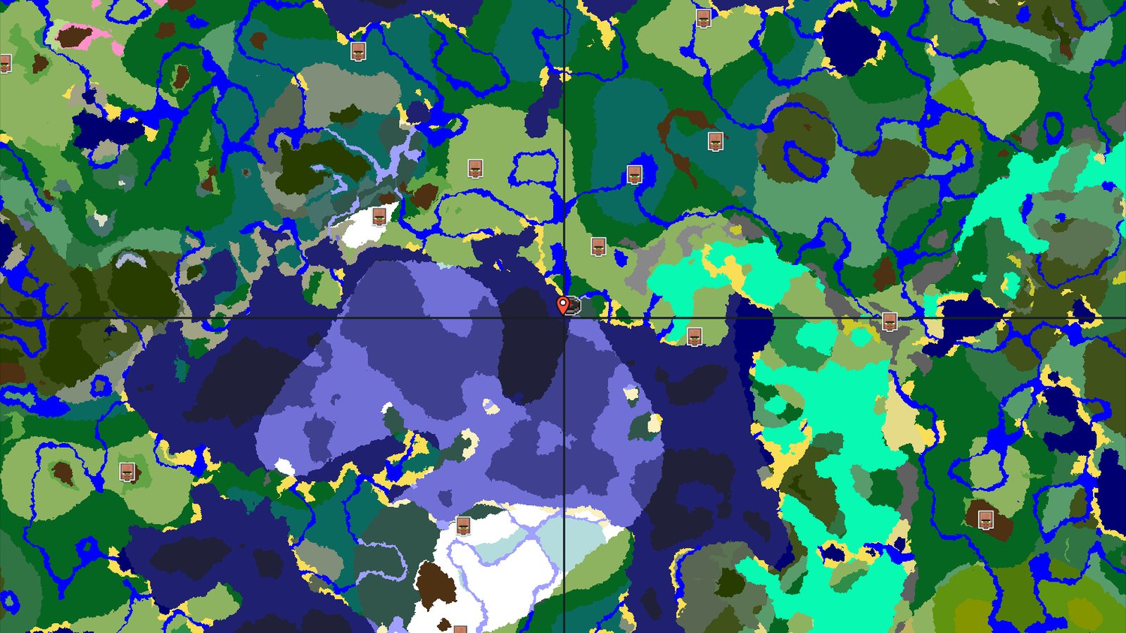 Ocean Monument and Village in Snowy Taiga — Minecraft seed preview