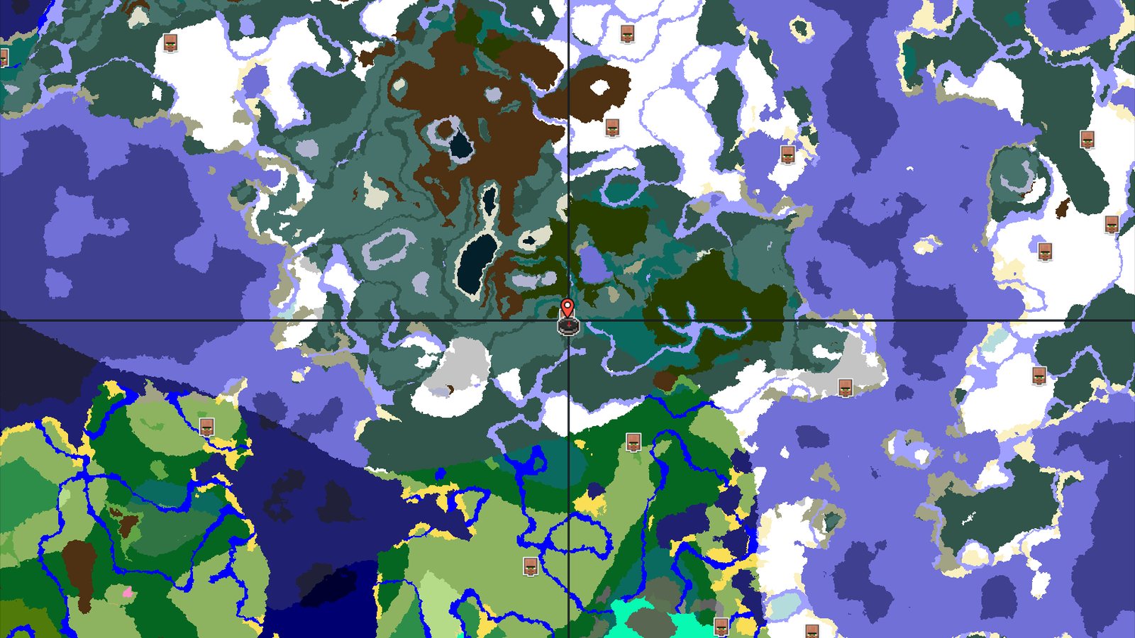 Snowy Mountains and Nearby Village Start — Minecraft seed preview