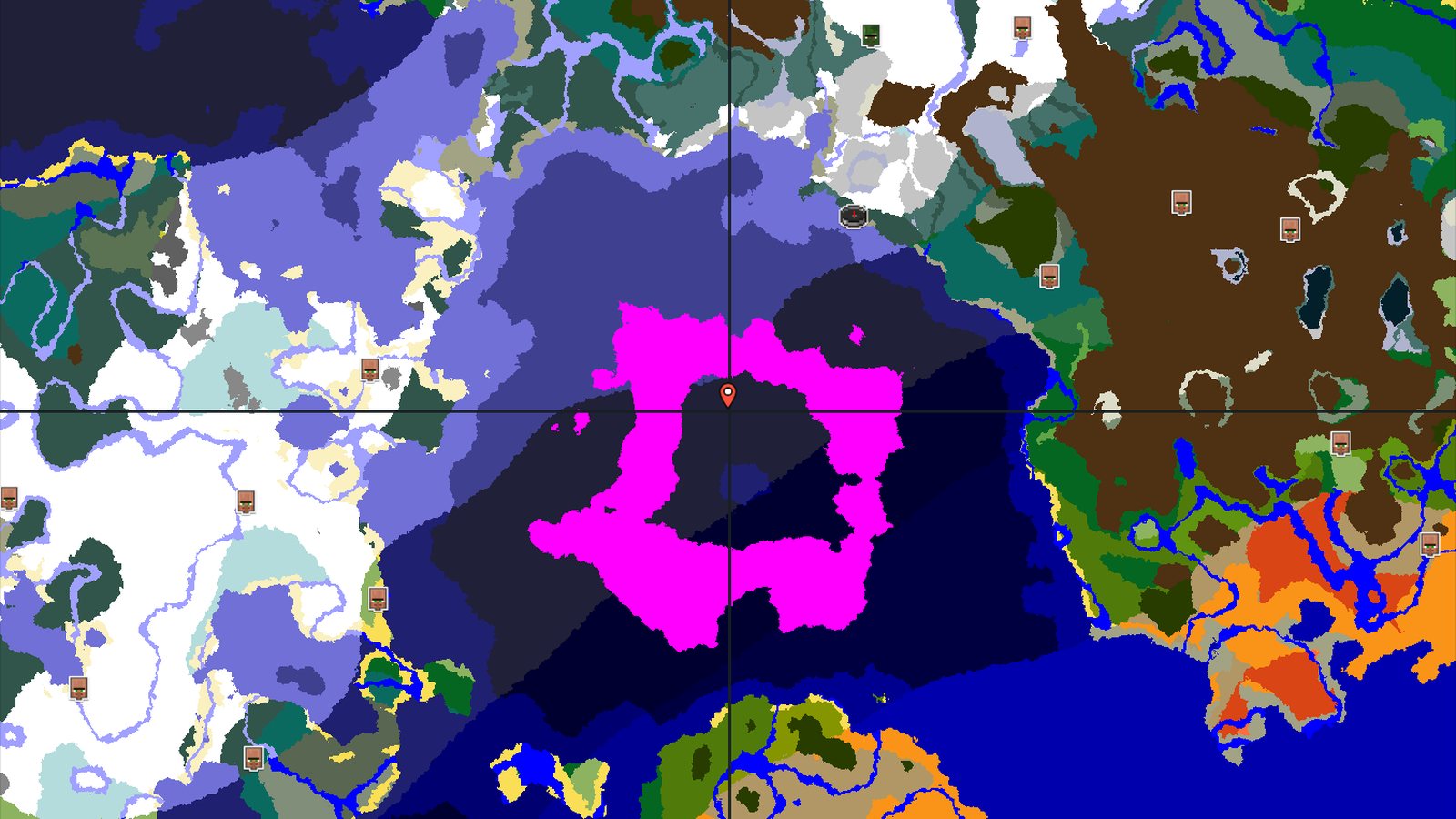 Mushroom Island and Frozen Peaks at a Distance — Minecraft seed preview