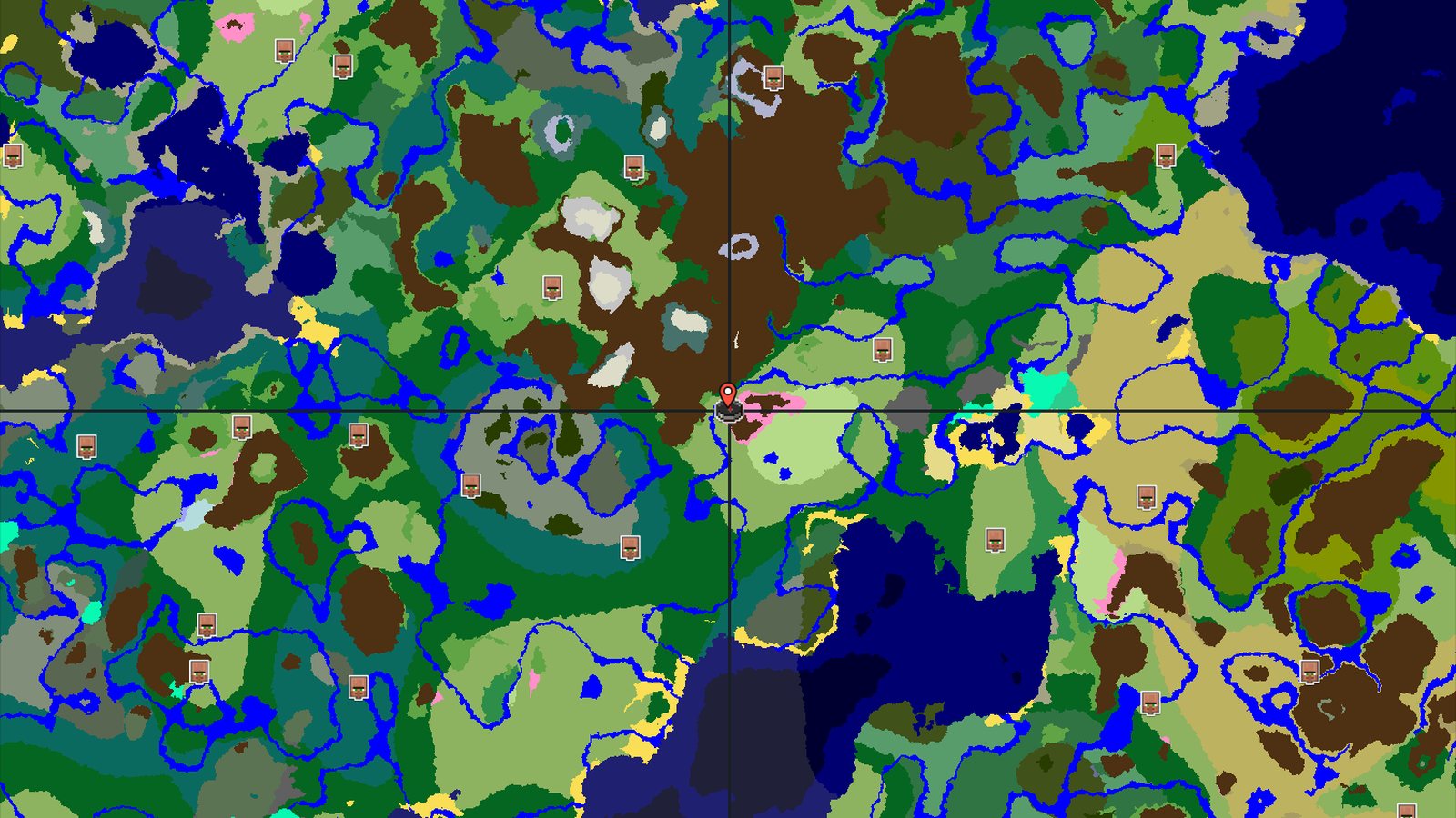 Cherry Grove Spawn and Nearby Snowy Peaks — Minecraft seed preview