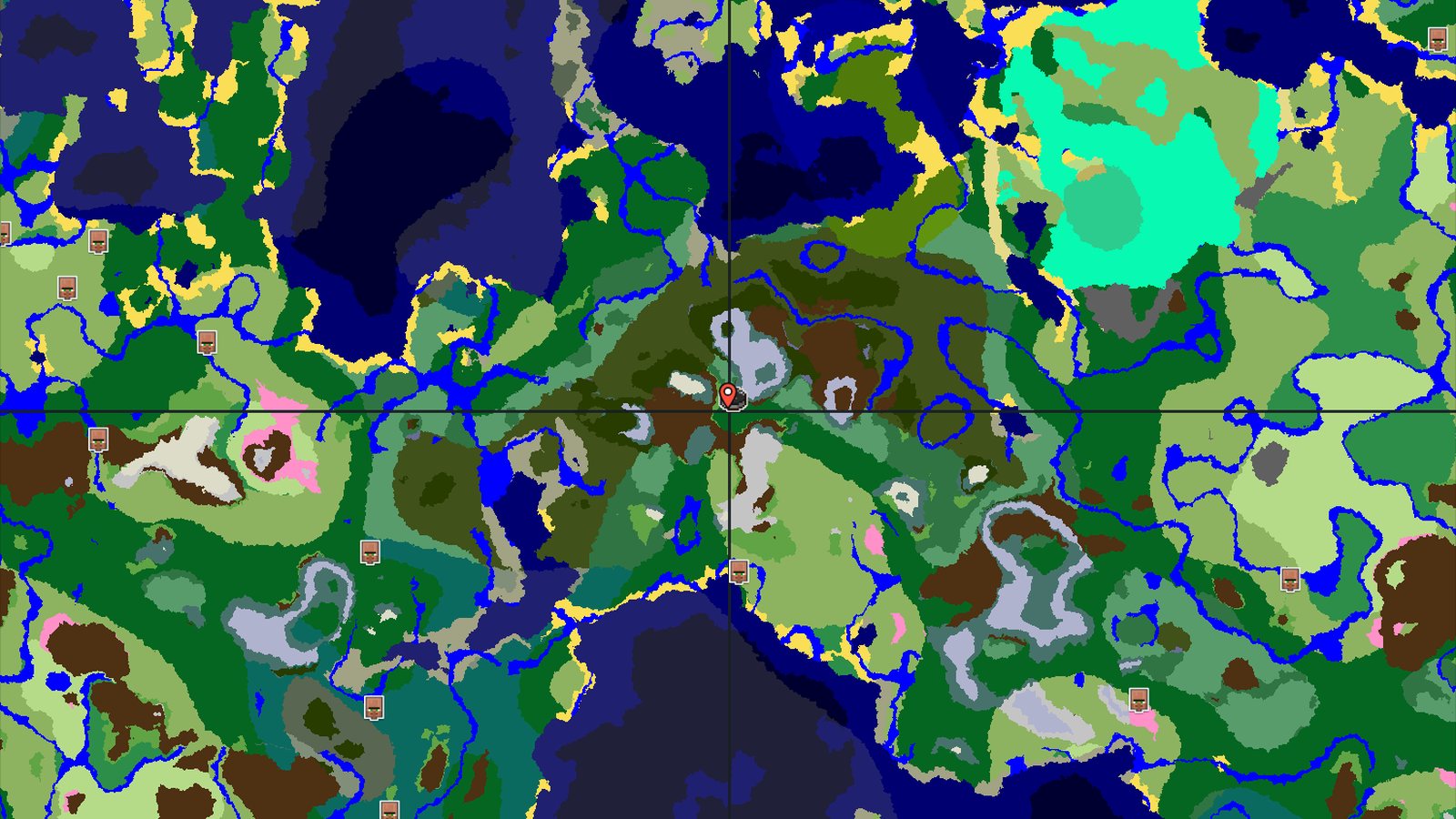 Valley Overlooked by Frozen Peaks and Dark Forest — Minecraft seed preview