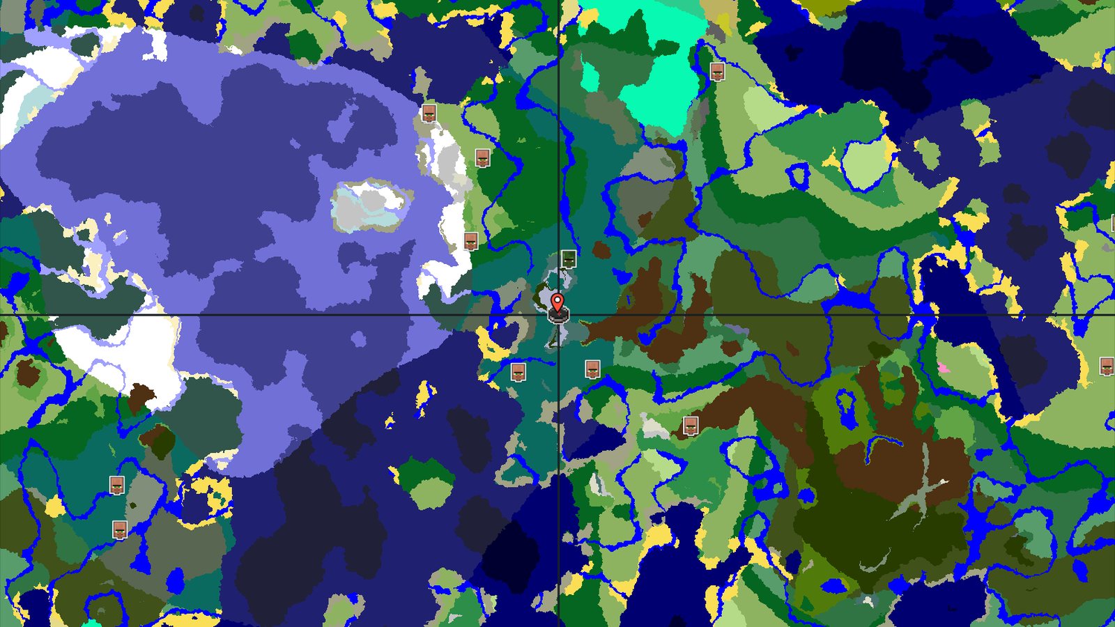 Frozen Peaks Spawn with Nearby Abandoned Village — Minecraft seed preview