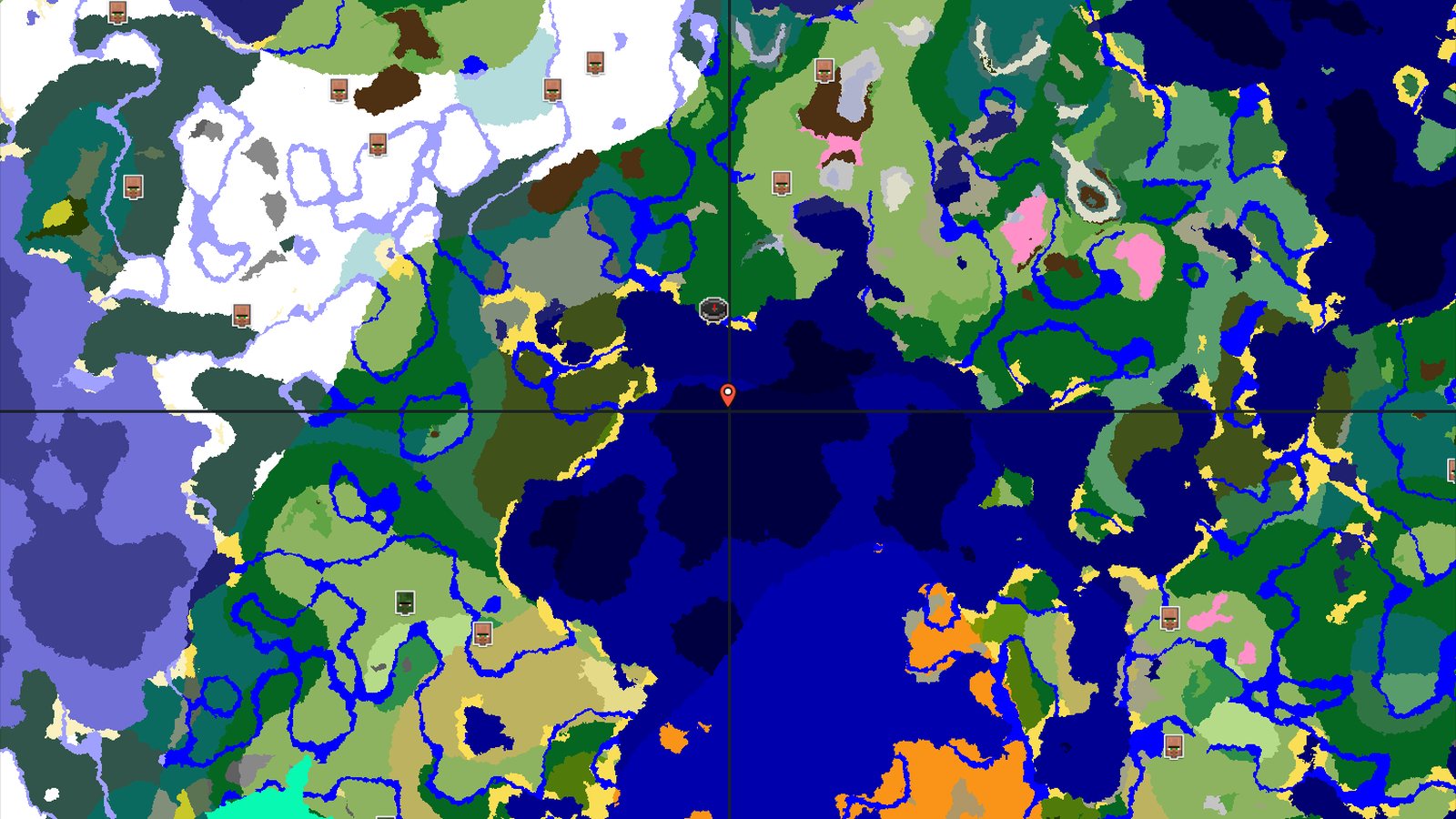 Forest Spawn with Nearby Structures and Icy Peaks — Minecraft seed preview