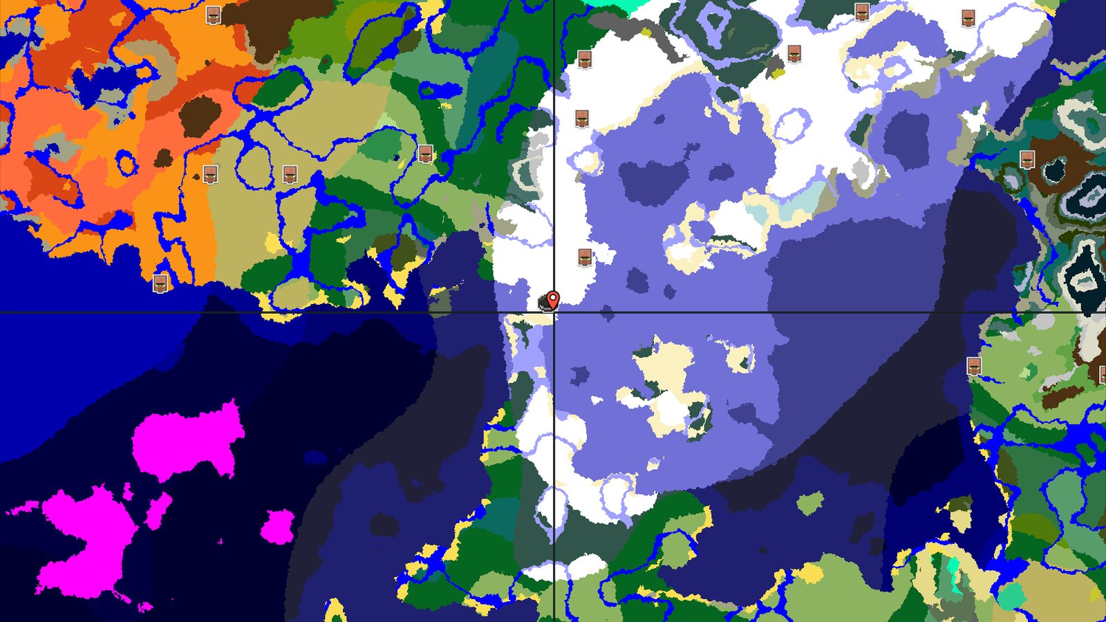 Spawn in Snowy Plains with Nearby Ocean and Frozen Lands — Minecraft seed preview