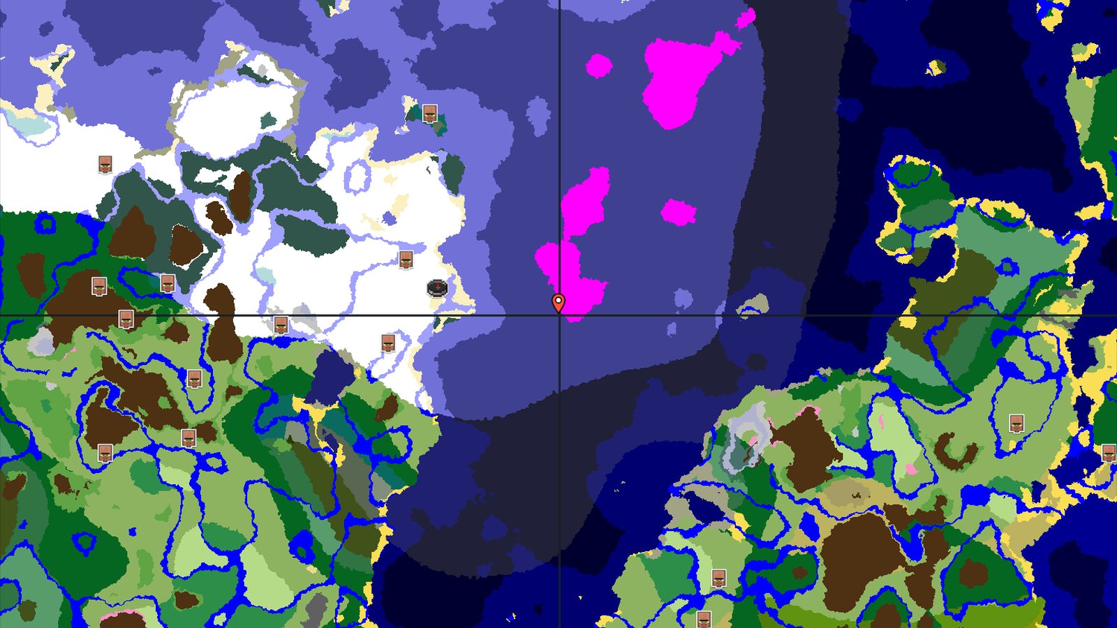 Spawn in a Snowy Plains with Nearby Mushroom Fields — Minecraft seed preview