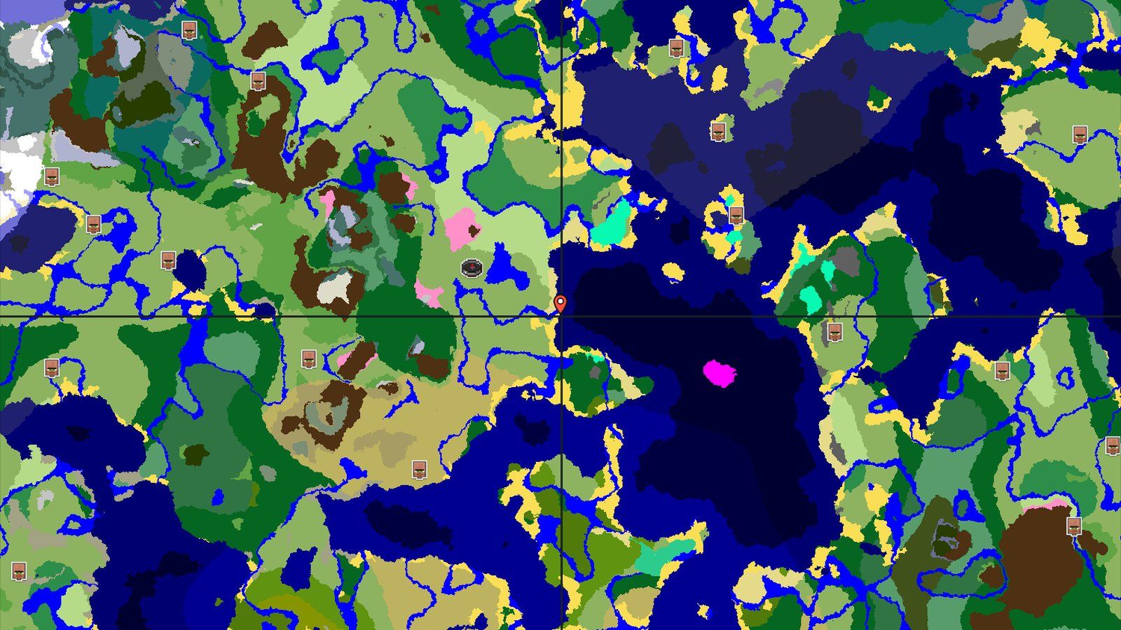 Cherry Grove and Snowy Peaks Near Plains — Minecraft seed preview