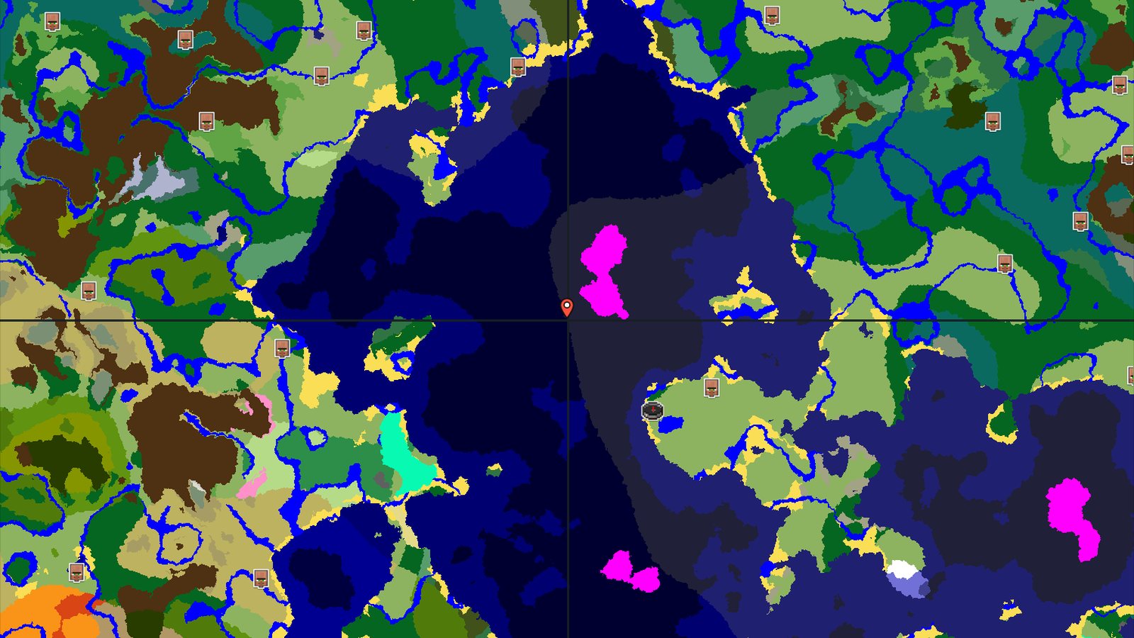 Spawn Near Mushroom Fields and Ocean Monuments — Minecraft seed preview