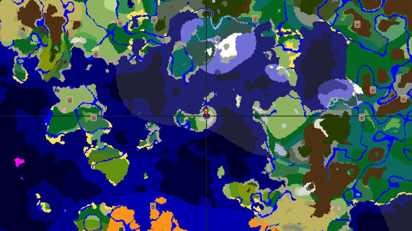 Frozen Peaks Spawn with Nearby Ocean Adventures — Minecraft seed preview