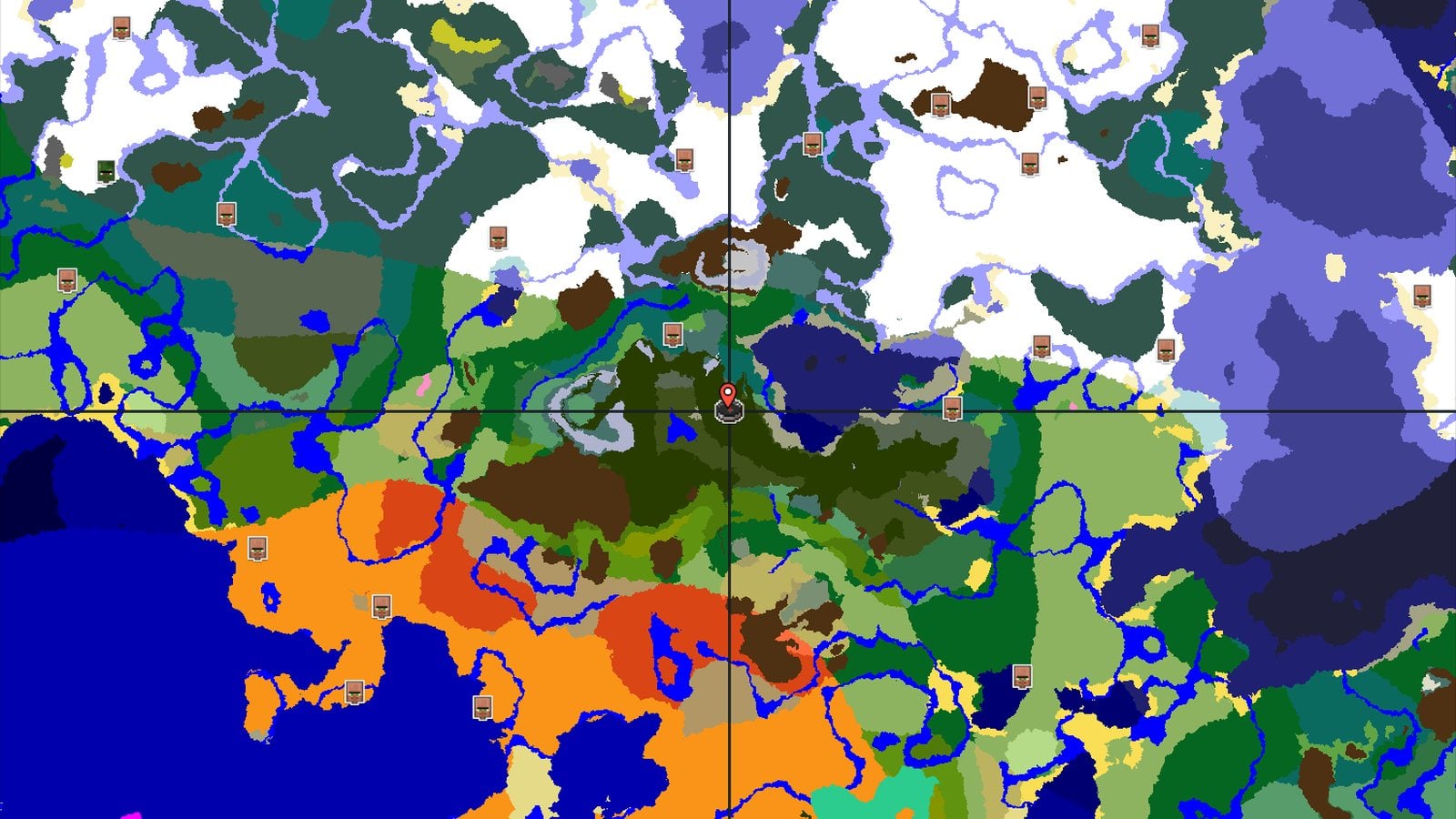 Spawn in a Dark Forest with Nearby Snowy Peaks and Jungles — Minecraft seed preview