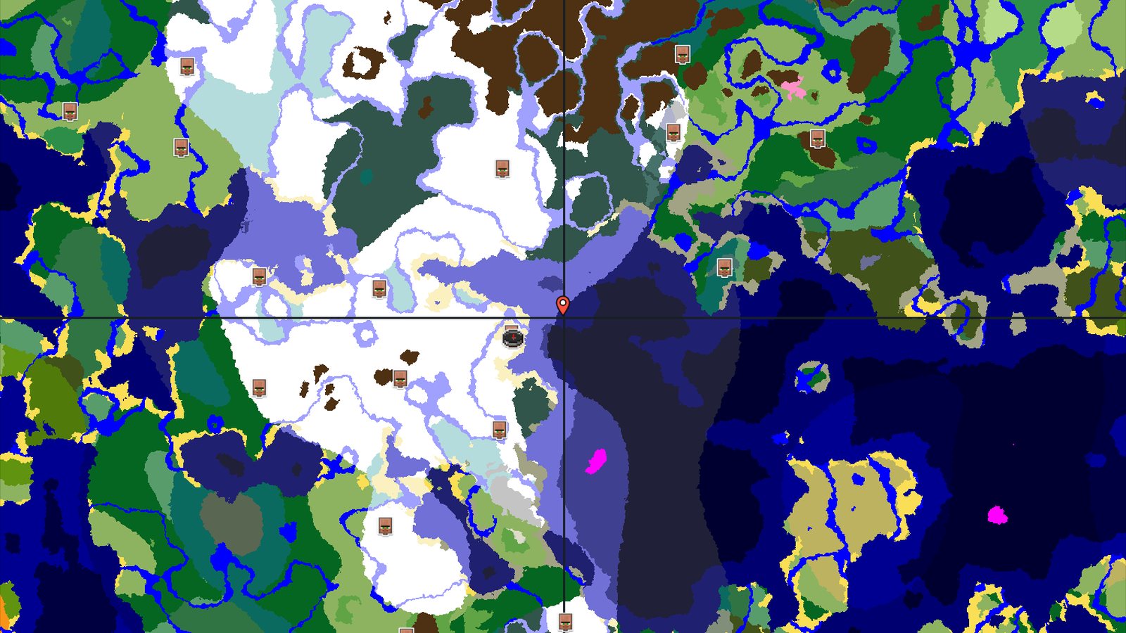 Snowy Plains with Close Village and Ocean Monument — Minecraft seed preview