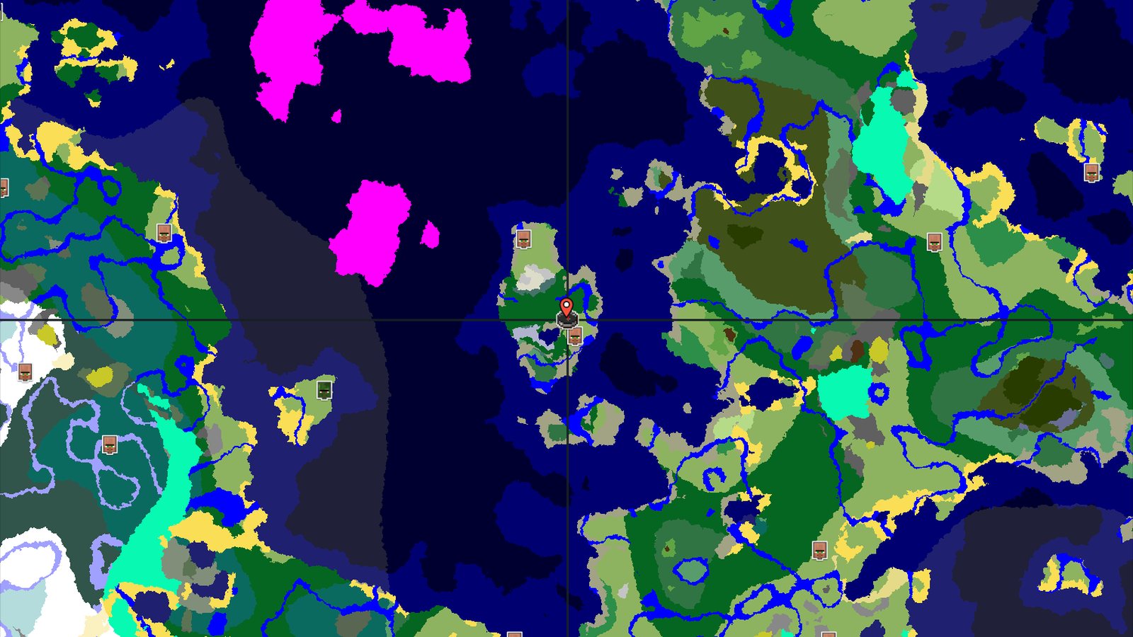Frozen Peaks Spawn with Nearby Village and Ocean Monument — Minecraft seed preview