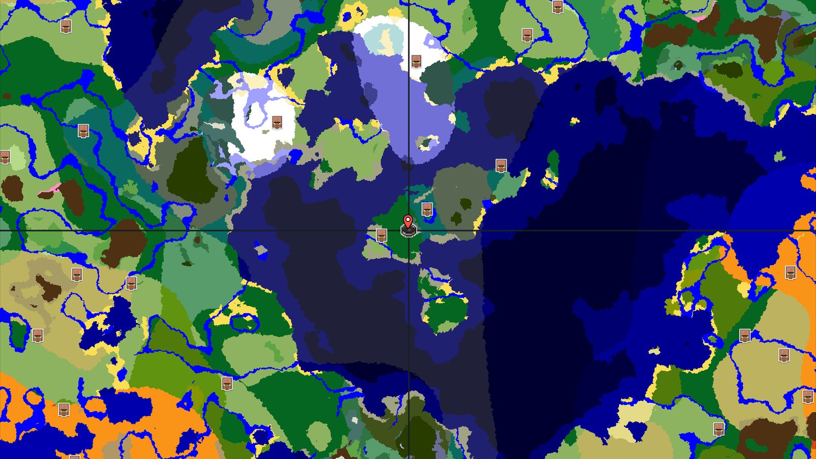 Frozen Peaks Spawn with Close Structures and Ocean — Minecraft seed preview