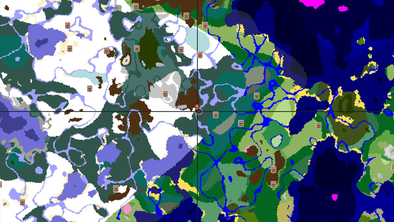 Snowy Taiga Spawn with Nearby Frozen Peaks — Minecraft seed preview