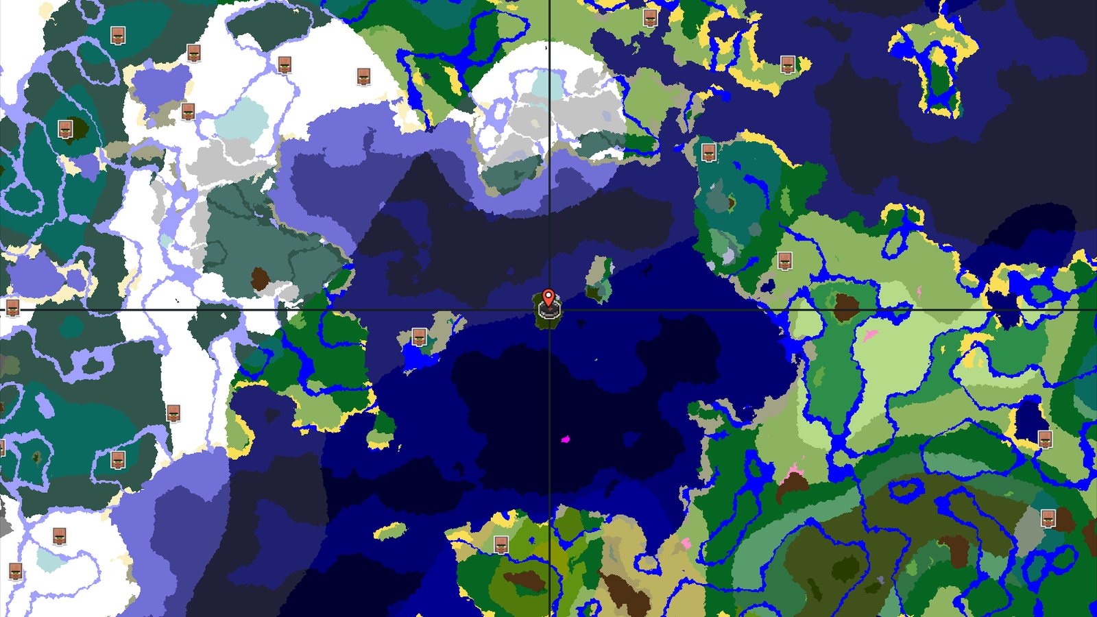 Trial Chambers and Frozen Peaks near a Dark Forest Spawn — Minecraft seed preview