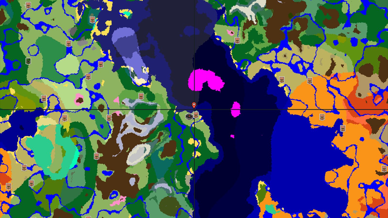 Mushroom Fields and Frozen Peaks — Minecraft seed preview
