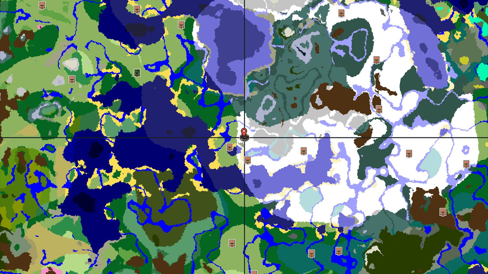Frozen Peaks and Village Near Spawn — Minecraft seed preview