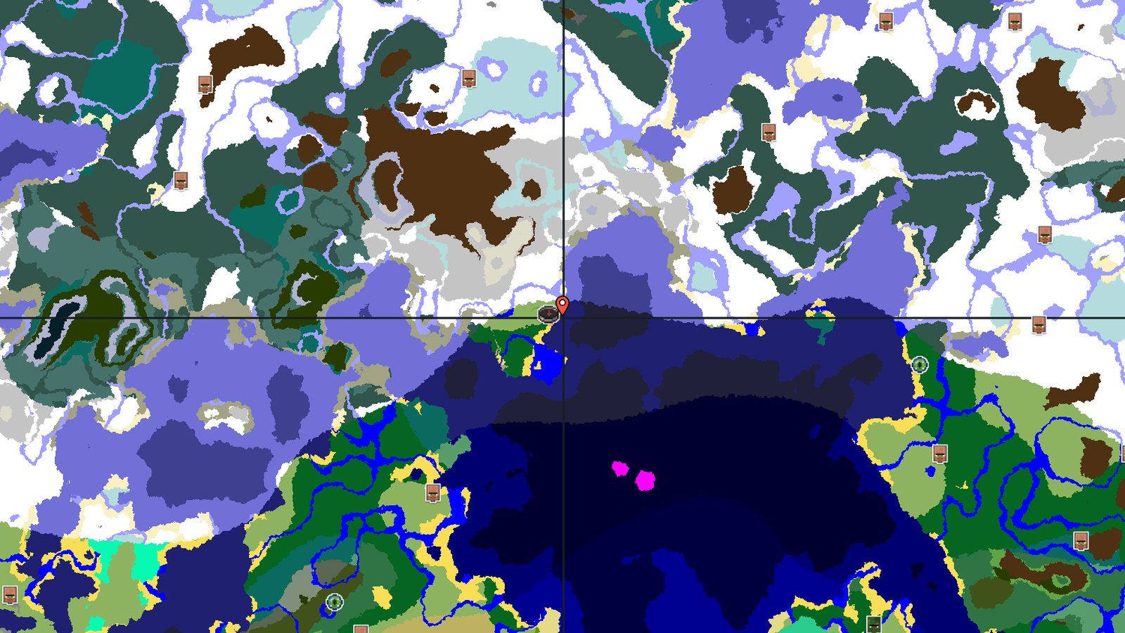 Spawn Near Snowy Peaks and a Cold Ocean — Minecraft seed preview