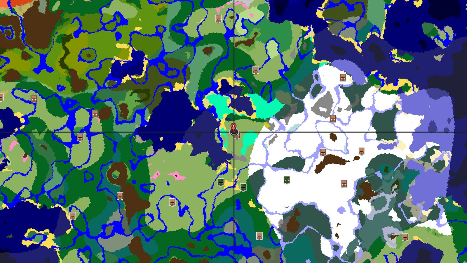 Plains Spawn with a Nearby Village and Icy Peaks — Minecraft seed preview